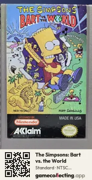 The Simpsons: Bart vs. the World Nintendo Entertainment System, NTSC cartridge label