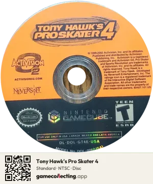 Tony Hawk's Pro Skater 4 Nintendo GameCube, NTSC disc