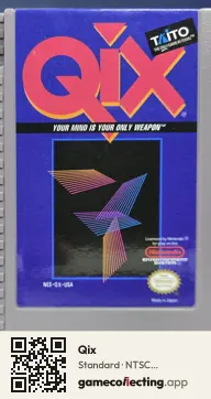 Qix Nintendo Entertainment System, NTSC cartridge label