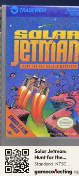 Solar Jetman: Hunt for the Golden Warpship Nintendo Entertainment System, NTSC cartridge label