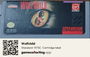 Wolfchild Super Nintendo Entertainment System, NTSC cartridge label