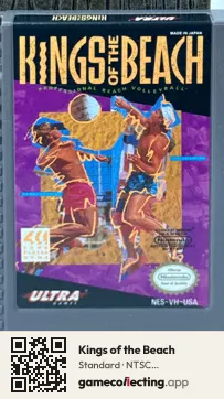 Kings of the Beach Nintendo Entertainment System, NTSC cartridge label