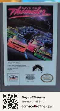 Days of Thunder Nintendo Entertainment System, NTSC cartridge label