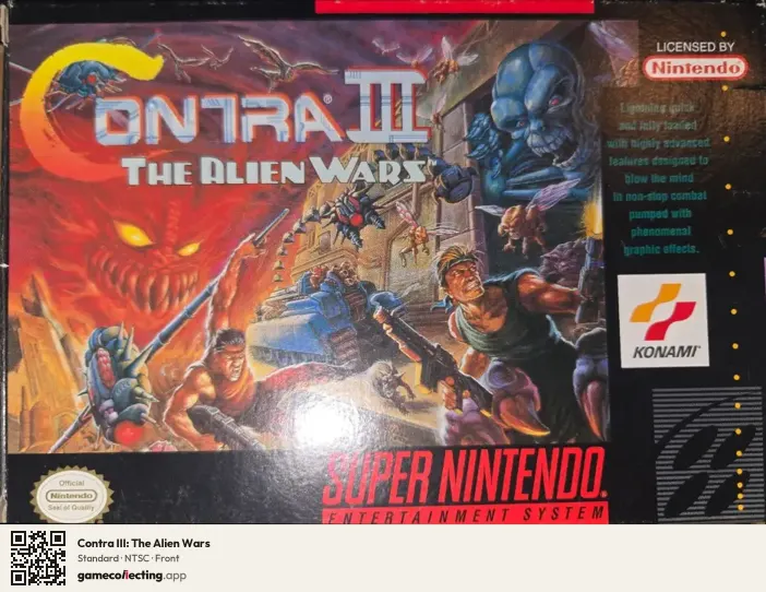 Contra III: The Alien Wars Super Nintendo Entertainment System, NTSC box front