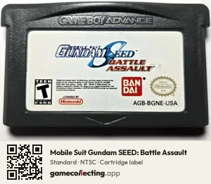 Mobile Suit Gundam SEED: Battle Assault Game Boy Advance, NTSC cartridge label