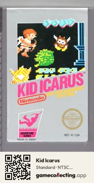 Kid Icarus Nintendo Entertainment System, NTSC cartridge label