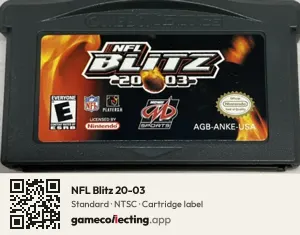 NFL Blitz 20-03 Game Boy Advance, NTSC cartridge label