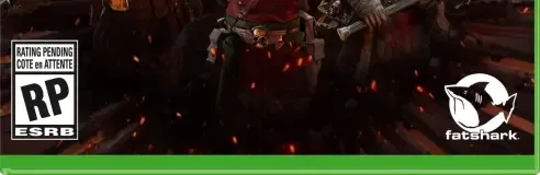 Warhammer 40,000: Darktide, the ESRB box on its front