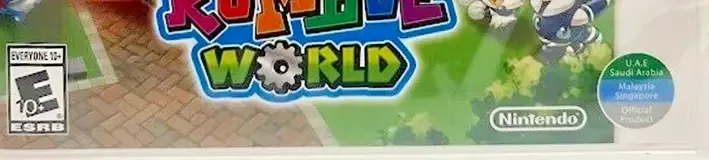 Pokémon Rumble World, the ESRB box on its front