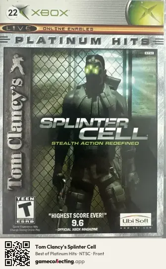 Tom Clancy's Splinter Cell Xbox, NTSC box front