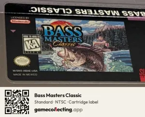 Bass Masters Classic Super Nintendo Entertainment System, NTSC cartridge label