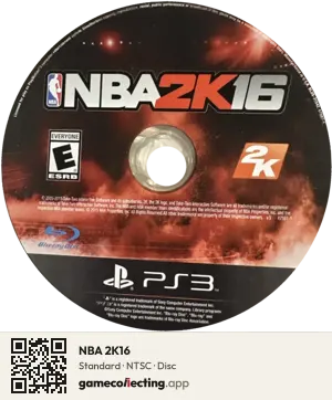 NBA 2K16 PlayStation 3, NTSC disc