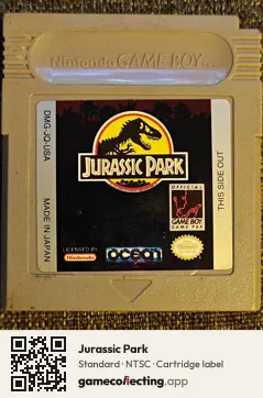 Jurassic Park Game Boy, NTSC cartridge label