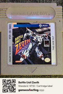 Battle Unit Zeoth Game Boy, NTSC cartridge label