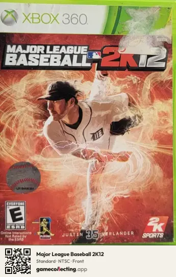 Major League Baseball 2K12 Xbox 360, NTSC box front