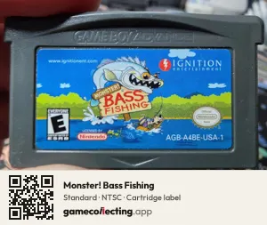 Monster! Bass Fishing Game Boy Advance, NTSC cartridge label