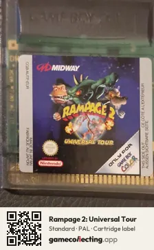 Rampage 2: Universal Tour Game Boy Color, PAL cartridge label
