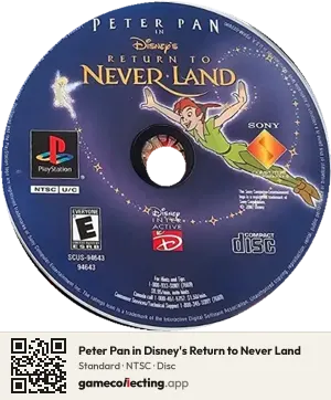 Peter Pan in Disney's Return to Never Land PlayStation, NTSC disc