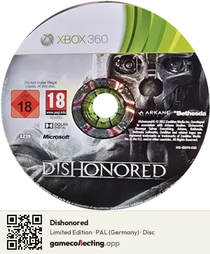 Dishonored Xbox 360, PAL disc