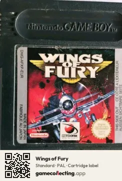 Wings of Fury Game Boy Color, PAL cartridge label