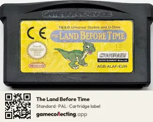 The Land Before Time Game Boy Advance, PAL cartridge label