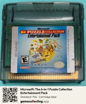 Microsoft: The 6-in-1 Puzzle Collection Entertainment Pack Game Boy Color, PAL cartridge label
