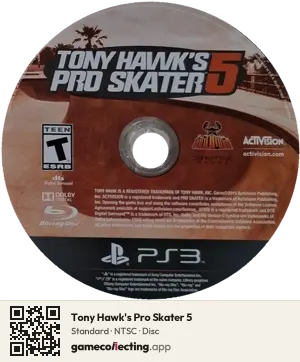 Tony Hawk's Pro Skater 5 PlayStation 3, NTSC disc