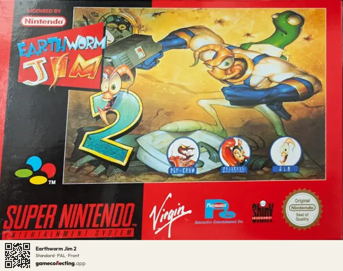Earthworm Jim 2 Super Nintendo Entertainment System, PAL box front