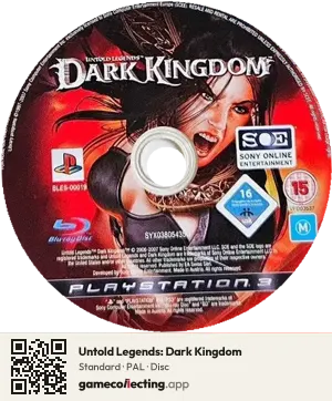 Untold Legends: Dark Kingdom PlayStation 3, PAL disc
