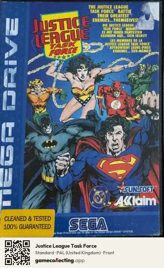 Justice League Task Force Sega Mega Drive / Genesis, United Kingdom box front