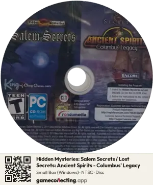 Hidden Mysteries: Salem Secrets / Lost Secrets: Ancient Spirits - Columbus' Legacy Computer, NTSC disc
