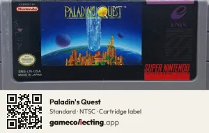 Paladin's Quest Super Nintendo Entertainment System, NTSC cartridge label