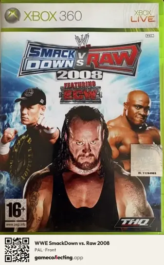 WWE SmackDown vs. Raw 2008 Xbox 360, PAL box front
