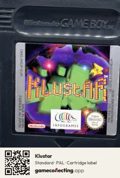 Klustar Game Boy Color, PAL cartridge label