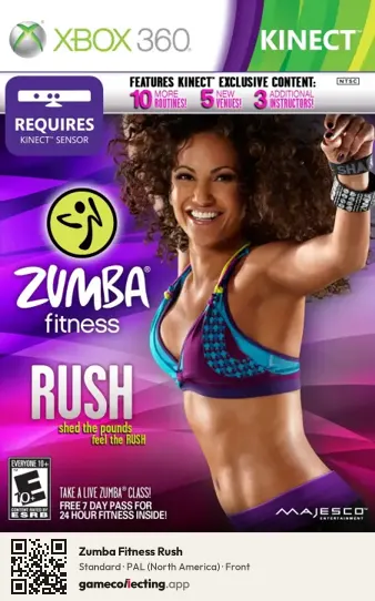 Zumba Fitness Rush Xbox 360, North America box front