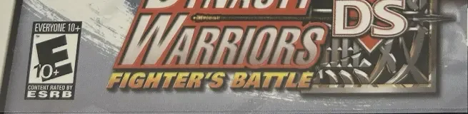 Dynasty Warriors DS: Fighter's Battle, the ESRB box on its front