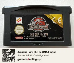 Jurassic Park III: The DNA Factor Game Boy Advance, PAL cartridge label