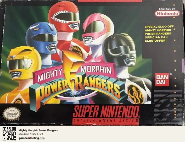 Mighty Morphin Power Rangers Super Nintendo Entertainment System, NTSC box front