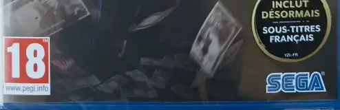 Yakuza 0, the PEGI square on its front