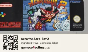 Aero the Acro-Bat 2 Super Nintendo Entertainment System, PAL cartridge label