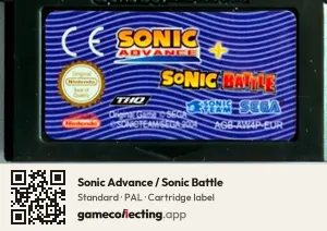Sonic Advance / Sonic Battle Game Boy Advance, PAL cartridge label