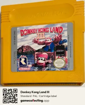 Donkey Kong Land III Game Boy, PAL cartridge label