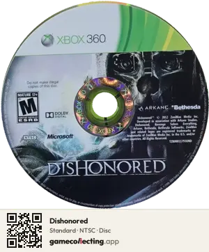 Dishonored Xbox 360, NTSC disc