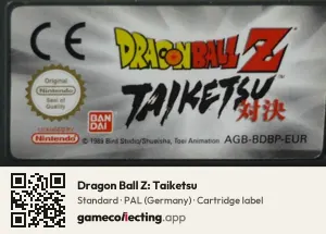 Dragon Ball Z: Taiketsu Game Boy Advance, PAL cartridge label
