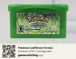 Pokémon LeafGreen Version Game Boy Advance, NTSC cartridge label