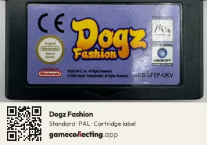 Dogz Fashion Game Boy Advance, PAL cartridge label
