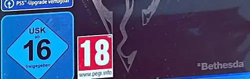 The Elder Scrolls V: Skyrim, the USK square on its front