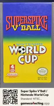 Super Spike V'Ball / Nintendo World Cup Nintendo Entertainment System, NTSC cartridge label
