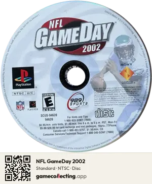 NFL GameDay 2002 PlayStation, NTSC disc