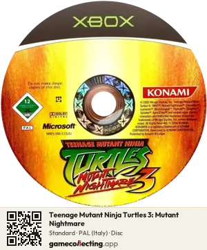 Teenage Mutant Ninja Turtles 3: Mutant Nightmare Xbox, PAL disc
